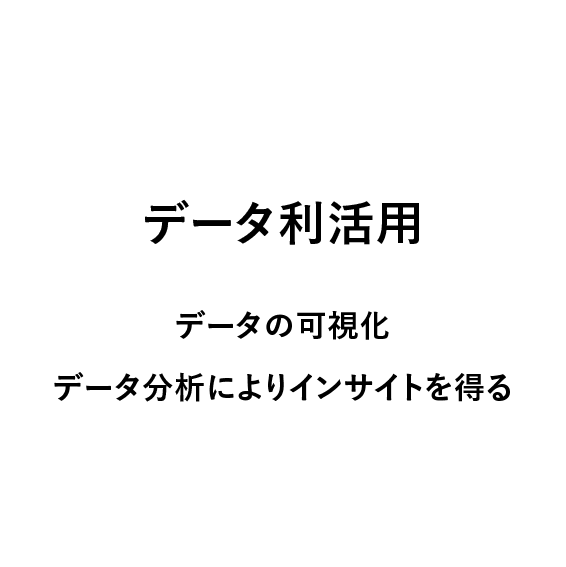 
                            データ利活用,
                            データの可視化,
                            データ分析によりインサイトを得る