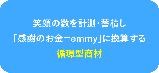 笑顔の数を計測・蓄積し感謝のお金＝emmyに換算する循環型商材